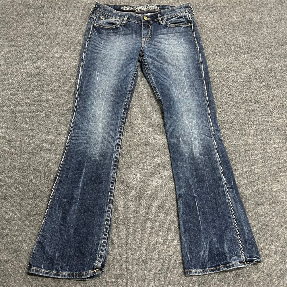 Express Jeans Womens Size 8r Dark Wash Bootcut Thick Stitch Flap Pocket Denim